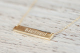 Blessed Bar Necklace | 14K Gold
