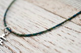 Chinese Health necklace with irridescent green