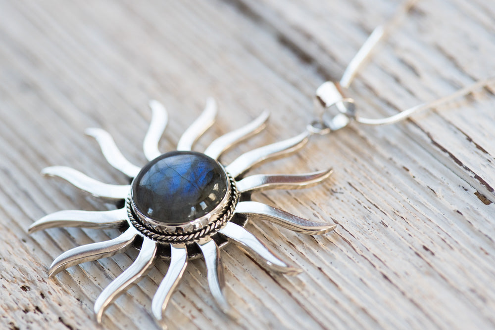 Luminescence Sun Pendant Necklace | Labradorite