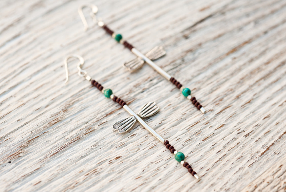 Dragonfly earrings with turquoise accents