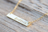 Goddess Bar Necklace | 14K Gold