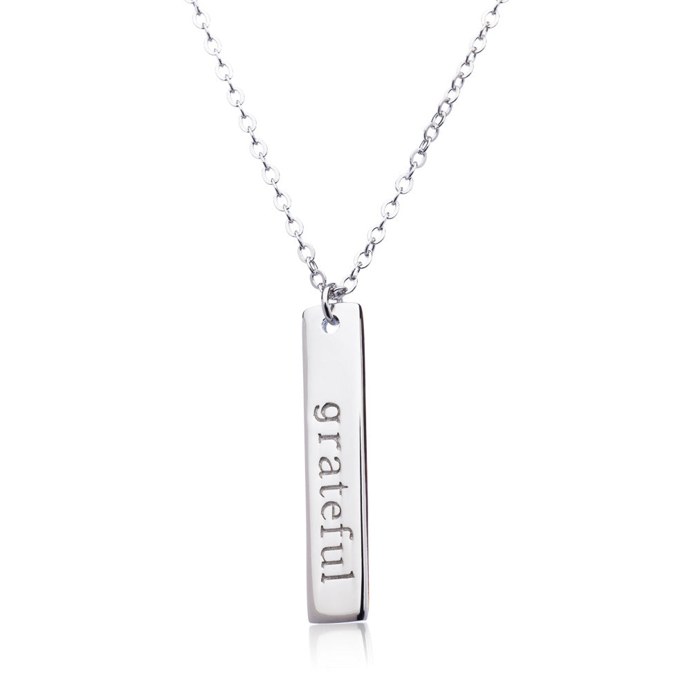Grateful Bar Necklace | Sterling Silver