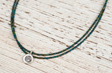Mini Om necklace with double irridescent green