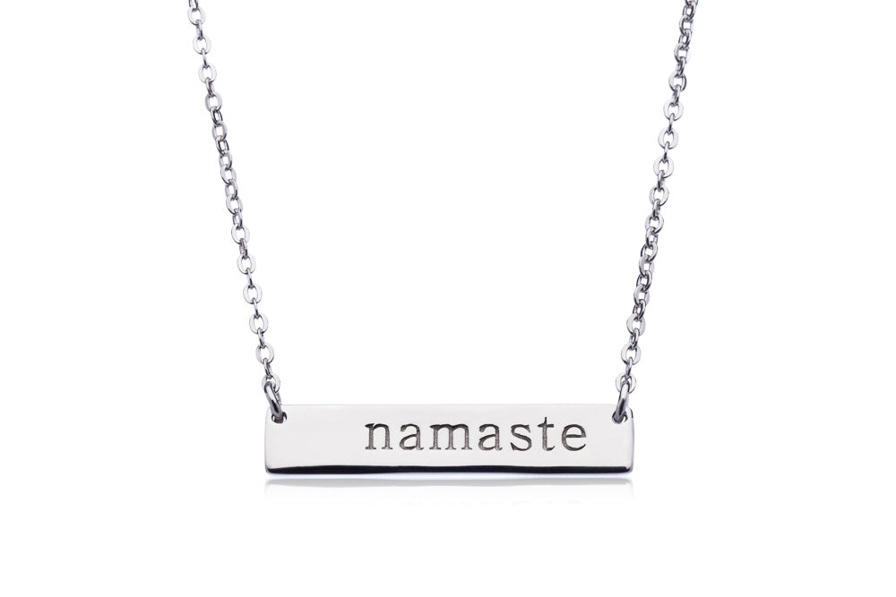 Namaste Bar Necklace | Horizontal Silver