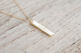 Namaste Bar Necklace | Vertical 14K Gold