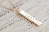 Namaste Bar Necklace | Vertical 14K Gold