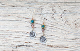 Om earrings with porcelain and rose glass
