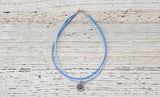 Silver Om anklet with double blue