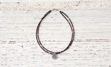 Silver Om anklet with double chocolate