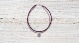 Silver Om anklet with double purple