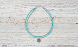 Silver Om anklet with double turquoise