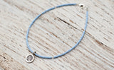 Silver Om anklet with sky blue