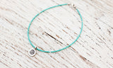 Silver Om anklet with turquoise