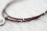 Silver Om bracelet with double chocolate