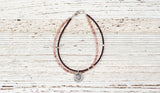 Silver Om bracelet with mauve and chocolate