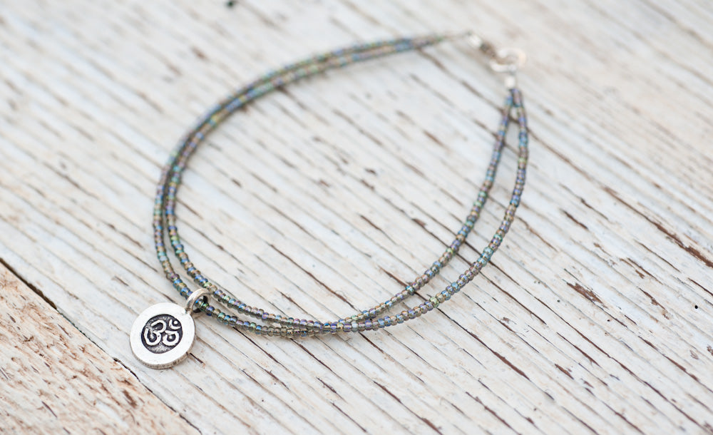 Silver Om bracelet with double silver