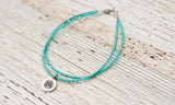 Silver Om bracelet with double turquoise