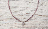 Silver Om necklace with purple and crystal