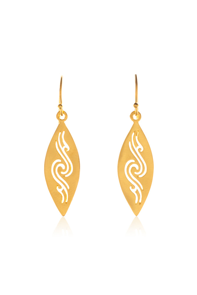 Surfboard Waveflow Earrings | Small, 14K Gold