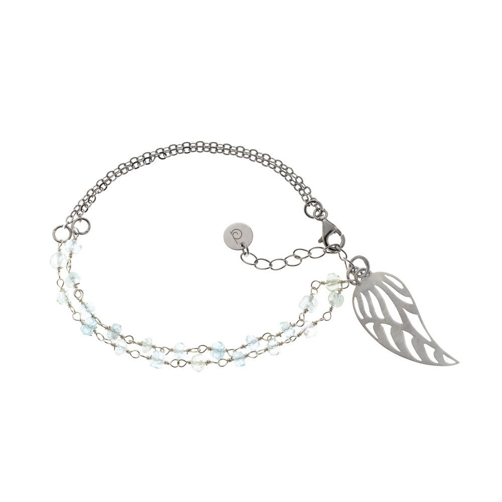 Aquamarine angel wing bracelet