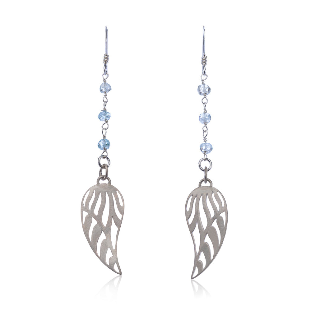 Aquamarine angel wing earrings