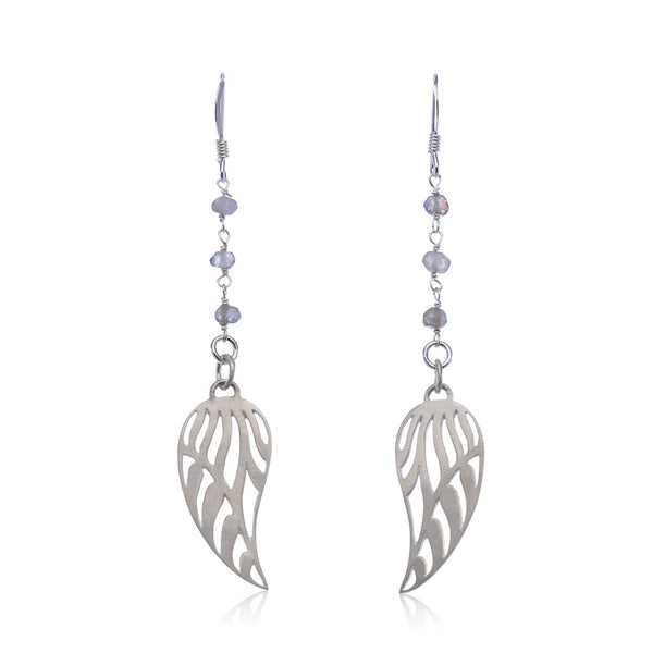 Labradorite Angel wing earrings