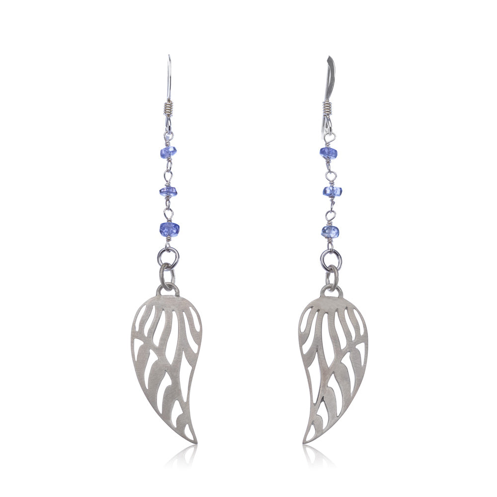 Tanzanite angel wing earrings