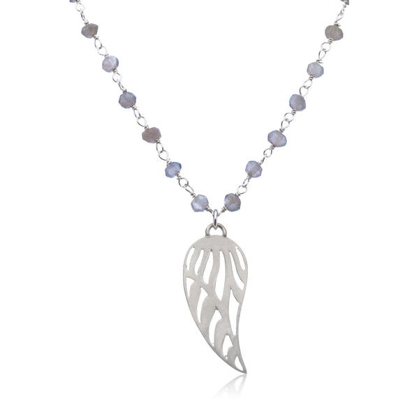 Labradorite angel wing necklace | Small wing