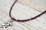 Chinese Love necklace with purple
