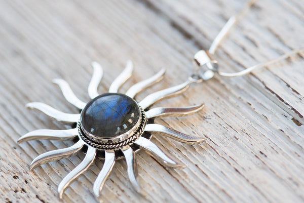Luminescence Sun Pendant Necklace | Labradorite