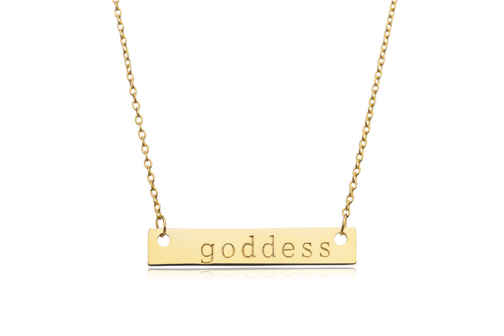 Goddess Bar Necklace | 14K Gold