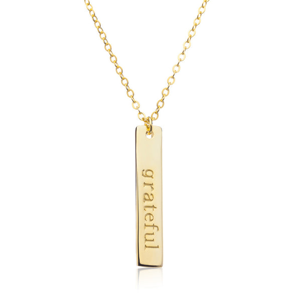 Grateful Bar Necklace | 14K Gold