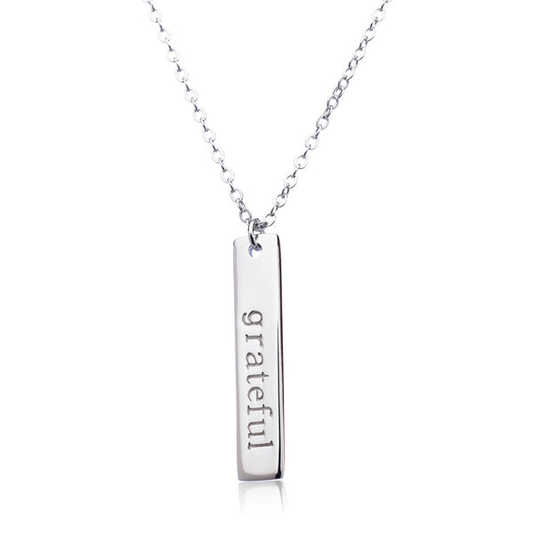 Grateful Bar Necklace | Sterling Silver