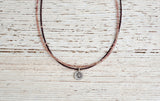 Mini Om necklace with chocolate and mauve