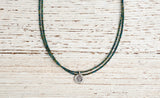 Mini Om necklace with double irridescent green