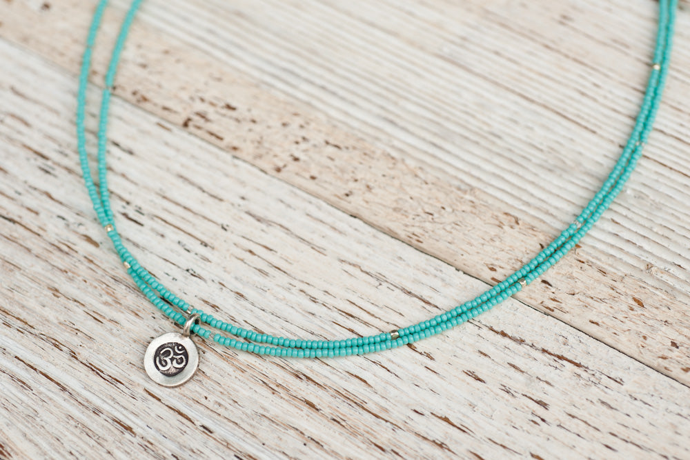 Mini Om necklace with turquoise green