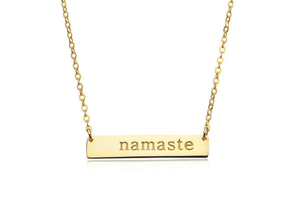 Namaste Bar Necklace | Horizontal 14K Gold