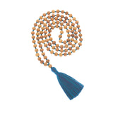 Sandalwood Mala beads for peace and calm | Teal tassel