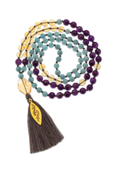 ShivaShakti mala | Citrine, Amethyst and Aquamarine