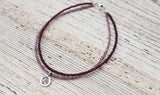 Silver Om anklet with double purple