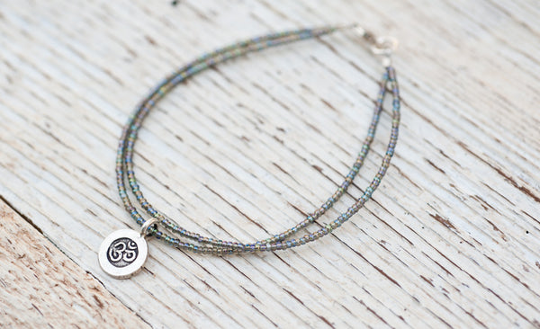 Silver Om bracelet with double silver