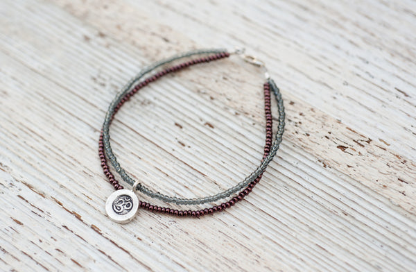 Silver Om bracelet with silver and copper