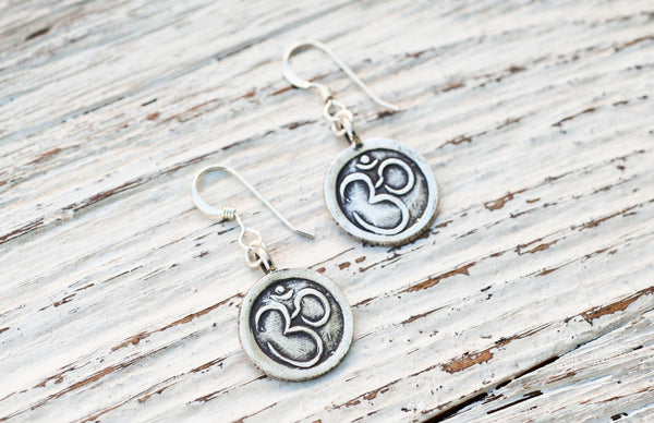 Silver Om earrings