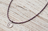 Small Om necklace with purple plum