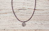Small Om necklace with purple plum