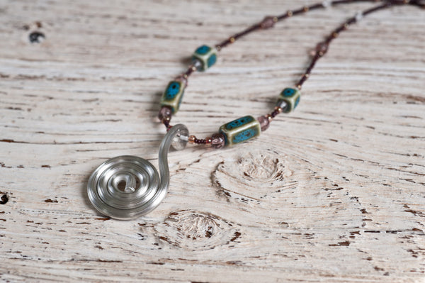 Energy Spiral with porcelain and rose glass