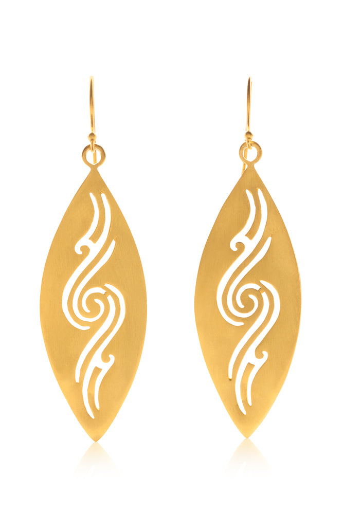 Surfboard Waveflow Earrings | Large, 14K Gold